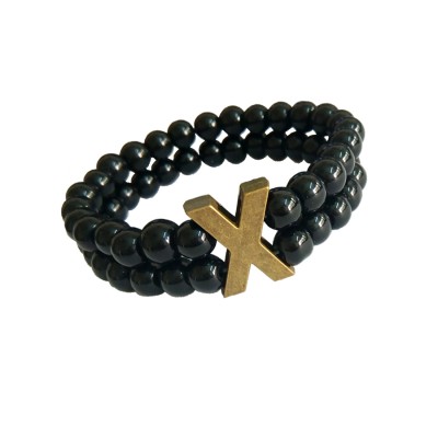 Cross Charm Onyx Stone Bracelet